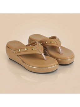 ZELION - Women Beige Stylish Sandals - Comfortable and Trendy Footwear