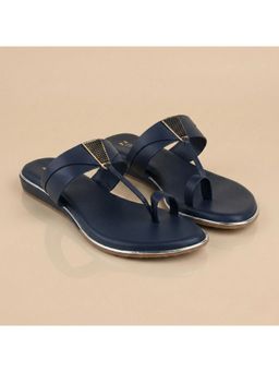 ZELION - Women Navy Blue Stylish Flats - Comfortable and Trendy Footwear