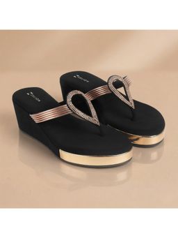 ZELION - Women Gold Stylish Wedges Heels - Comfortable and Trendy Footwear