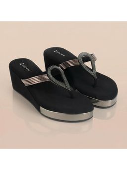 ZELION - Women Silver Stylish Wedges Heels - Comfortable and Trendy Footwear