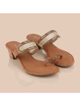 ZELION - Women Tan Stylish Block Heels - Comfortable and Trendy Footwear
