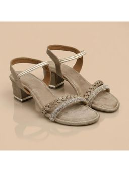 ZELION - Women Beige Stylish Block Heels - Comfortable and Trendy Footwear
