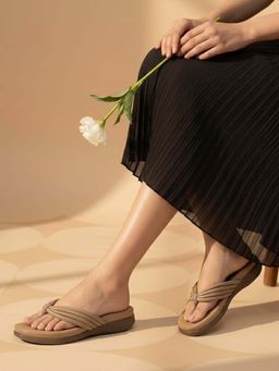 ZELION - Women Beige Stylish Sandals - Comfortable and Trendy Footwear