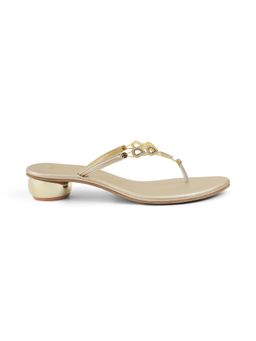 ZELION - Women Gold Stylish Block Heels - Comfortable and Trendy Footwear