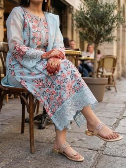 ZELION - Women Gold Stylish Block Heels - Comfortable and Trendy Footwear