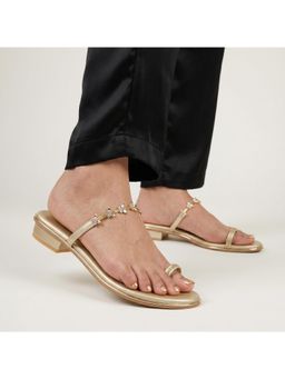 ZELION - Women Gold Stylish Block Heels - Comfortable and Trendy Footwear