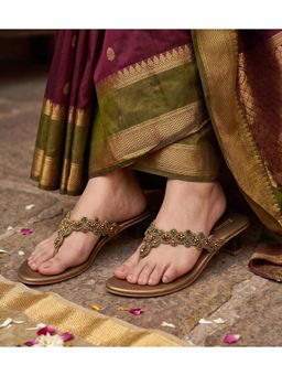 ZELION - Women Bronze Stylish Block Heels - Comfortable and Trendy Footwear