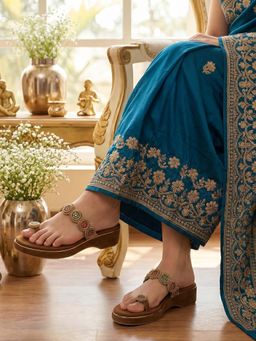 ZELION - Women Bronze Stylish Block Heels - Comfortable and Trendy Footwear