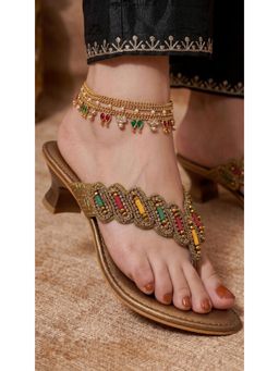 ZELION - Women Bronze Stylish Block Heels - Comfortable and Trendy Footwear