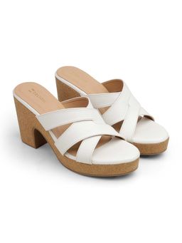 ZELION - Women White Stylish Block Heels - Comfortable and Trendy Footwear