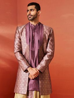 Vastramay - Men Elegant Silk Blend Jacquard Sherwani
