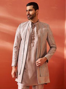 Vastramay - Men Silk Blend Embroidered Sherwani