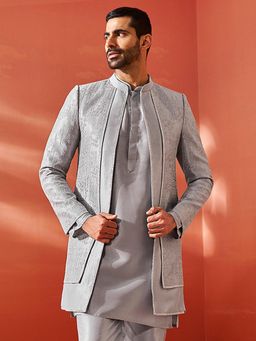Vastramay - Men Silk Blend Embroidered Sherwani