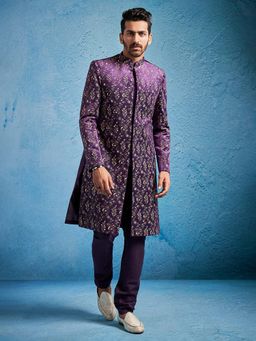 Vastramay - Men Velvet Embroidered Sherwani