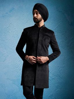 Vastramay - Men Velvet Embroidered Sequined Sherwani