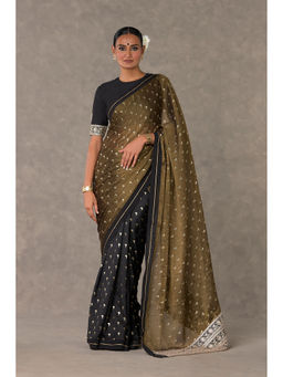 Masaba - Black Winegarden Tissue Saree with Stitched Blouse