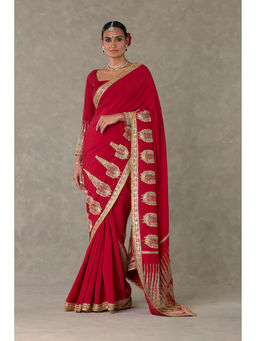 Masaba - Red Son-Patti Saree with Unstitched Blouse