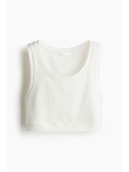 H&M - Women White Cropped Ribbed Vest Top