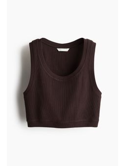 H&M - Women Brown Cropped Ribbed Vest Top