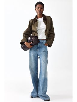 H&M - Women Green Corduroy-Collar Jacket