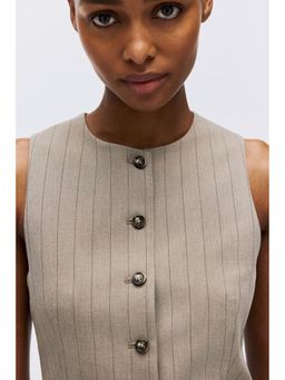H&M - Women Beige Long Waistcoat