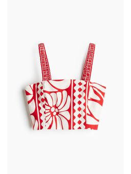 H&M - Women Red Cropped Poplin Top