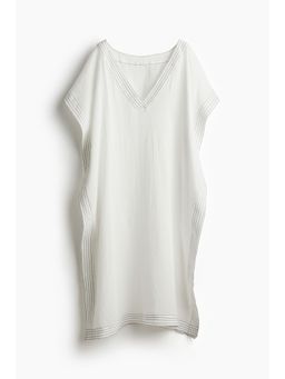 H&M - Women White Linen-Blend Beach Kaftan