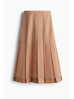 H&M - Women Beige Sheer Pleated Skirt