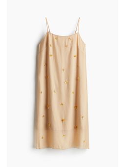 H&M - Women Beige Sheer Embellished Strappy Dress
