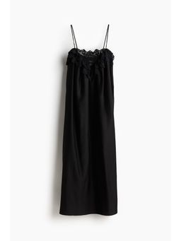 H&M - Women Black Lace-Trimmed Slip Dress