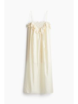 H&M - Women Beige Lace-Trimmed Slip Dress