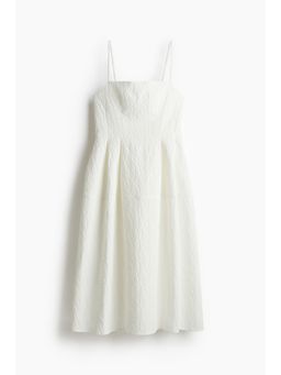 H&M - Women White Jacquard-Weave Dress