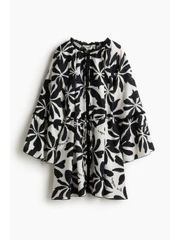 H&M - Women Black Trumpet-Sleeved Tunic Dress