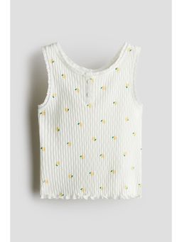H&M - Girls White Pointelle Cotton Vest Top