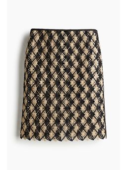 H&M - Women Beige Crochet-Look Skirt