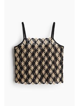 H&M - Women Beige Crochet-Look Strappy Top