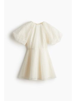 H&M - Women Beige Embroidered Tie-Back Dress