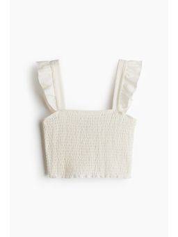 H&M - Women White Smocked Cropped Top
