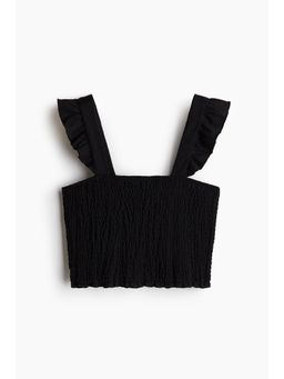 H&M - Women Blue Smocked Cropped Top