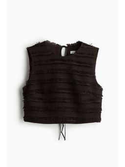 H&M - Women Brown Fringe-Trimmed Top