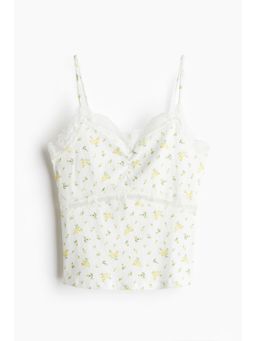 H&M - Women White Lace-Detail Strappy Top