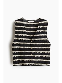 H&M - Women Black Textu Jersey Waistcoat