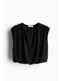 H&M - Women Black Draped Cropped Top