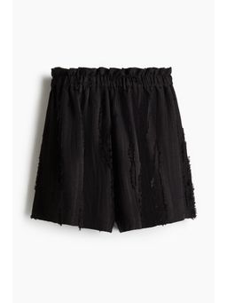H&M - Women Black Frayed Paper Bag Shorts