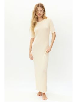H&M - Women Yellow Rib-Knit T-Shirt Dress