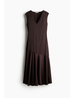 H&M - Women Brown V-Neck Satin Dress