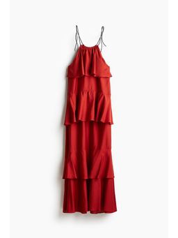 H&M - Women Red Long Flounced Dress