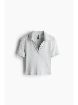 H&M - Women Grey Cotton Polo Shirt