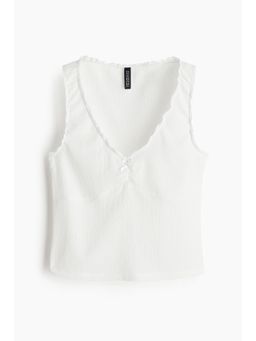 H&M - Women White Crinkled Jersey Vest Top