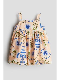 H&M - Girls Orange Floral-Print Seersucker Dress